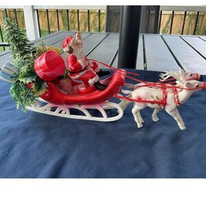 Vintage Christmas Santa Sleigh Ornament